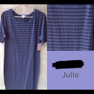 New Navy Striped Lularoe Julia Dress